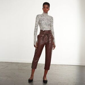 NWT - Commando - Faux Leather Paperbag Pants - Oxblood